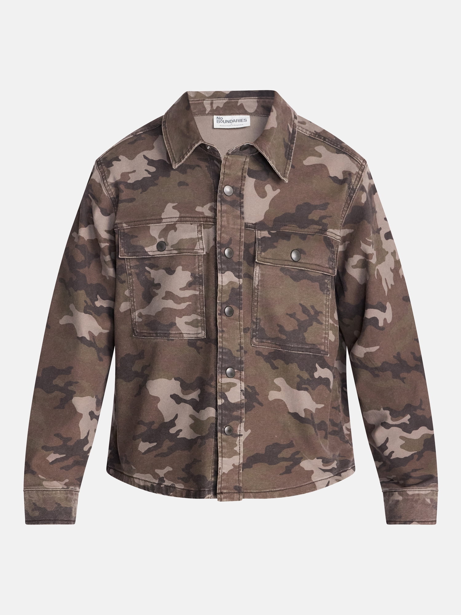 No Boundaries Denim Shacket with Long Sleeves, Men's XS-4XLT