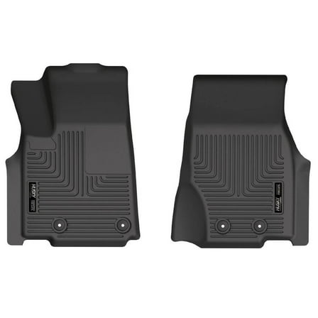 Husky Weatherbeater Floor Mats Fit 2021-2025 Jeep Grand Cherokee L w/ 2nd Row Bench Seat Front Black 2 Pc
