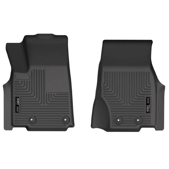 Husky Weatherbeater Floor Mats Fit 2021-2025 Jeep Grand Cherokee L w/ 2nd Row Bench Seat Front Black 2 Pc