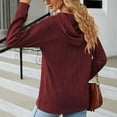 thumbnail image 5 of QUYUON Women Causal Button Sweatshirts Casual Long Sleeve Hooded Sweatshirt Drawstring Loose Button up Hoodies Pullover Tops with Pockets Winter Shirts Sweater Coat Fall Sweatshirts Wine XXL, 5 of 9