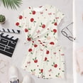 thumbnail image 6 of Girls Cherry Print 2 Piece Outfit Short Sleeve Bow Shorts Set Polyester Spandex Soft Stretchy Clothes Multicolor 3-15 Years Summer Casual,Size 7-8T, 6 of 8