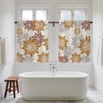 thumbnail image 4 of Geometric Flower Tier Curtains 54 Inch Length, Vintage Country Floral Orange Grey on Linen Cafe Short Curtains for Bathroom Sink, Small Kitchen Curtain Light Filtering Drapes 2 Panels 27.5"Wx54"L, 4 of 8