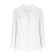thumbnail image 6 of Women Blouses V-Neck Long Sleeve Plus Size Solid Color Pullover Shirts with Button Workout Gym Fashion Outdoor Cardigan Top White S, 6 of 7