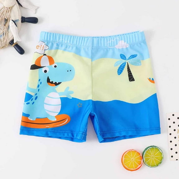 Jacenvly Boys Swim Trunks Tropical Casual Boys Board Shorts Soft Satiny Boys Swimwear Children's Swimsuit Print Bathing Shorts Flat Angle Swim Trunks with Pants Rope Blue 4-5 Years