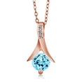 thumbnail image 3 of Gem Stone King 2.51 Ct Blue Apatite White Diamond 18K Rose Gold Plated Silver Pendant and Earrings Jewelry Set, 3 of 5