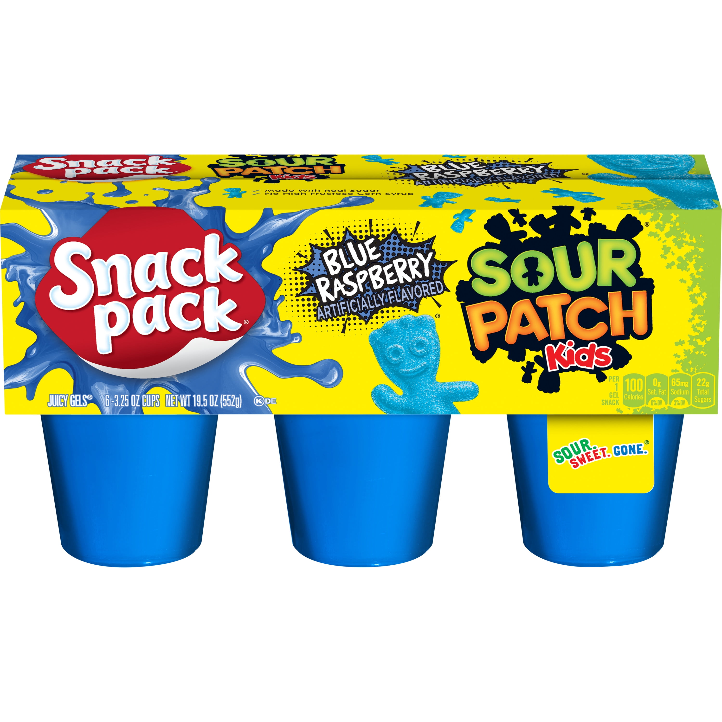 Snack Pack Sour Patch Kids Juicy Gels Blue Raspberry 325 Oz 6 Count