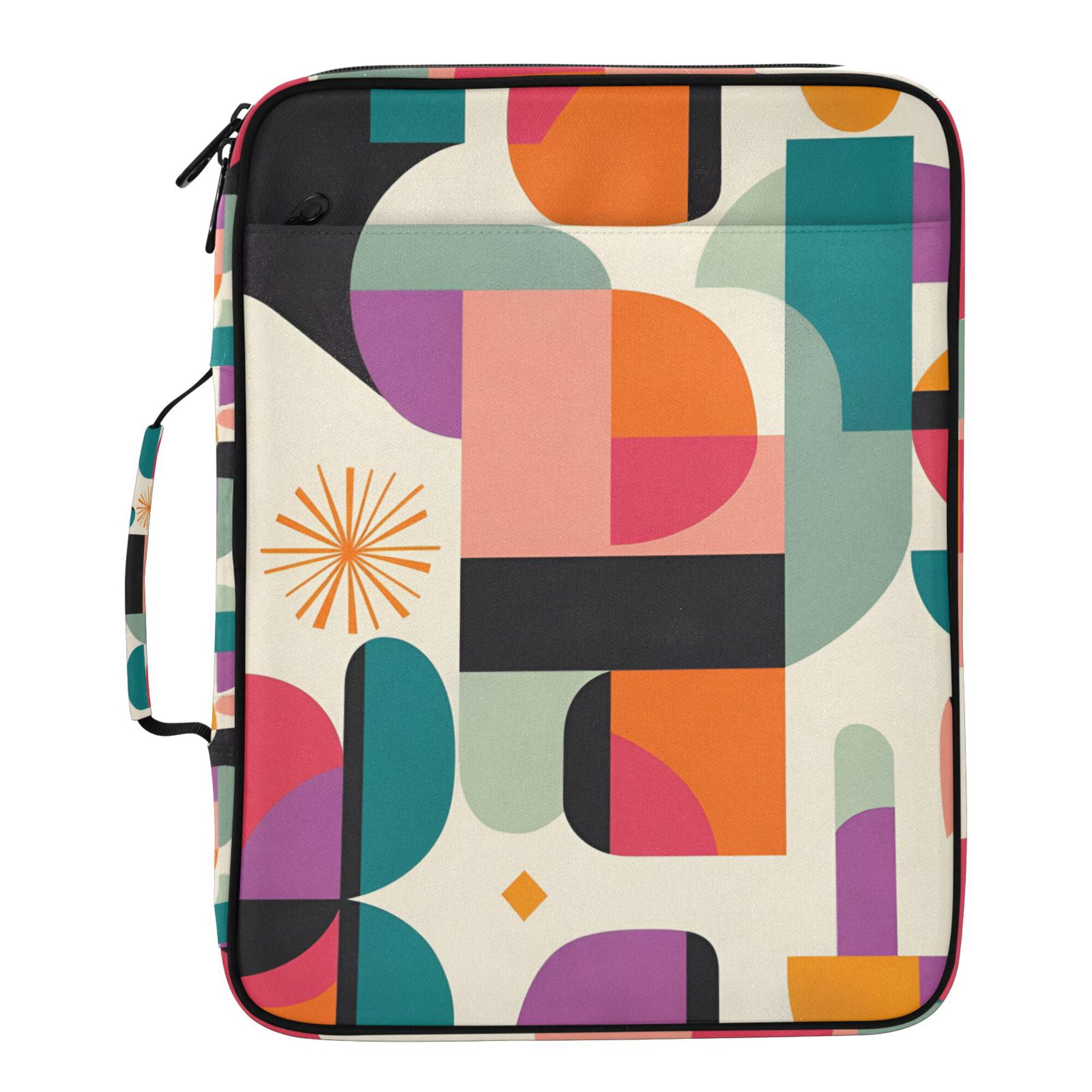 FORMRS Accordion File Folder A4 Size 7-Pocket Expanding Document Organizer Bag with 3 Ring Binder, Beige Abstract