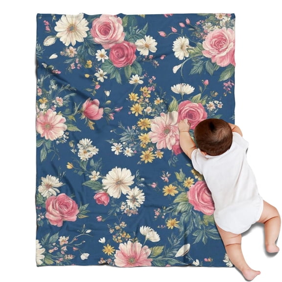 Pioneer Flower Floral Print Pattern Blanket,Comfortable Soft Lamb Wool Throw Blanket,All Season,Warm Lightweight Blankets for Sofa Bed Couch Living Room Chair,30"x40"