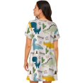 thumbnail image 3 of Hirioo Childish Dinosaur for Women's Nightdress Comfortable Short Sleeve Nightwear Casual Sleep Dress, 3 of 8