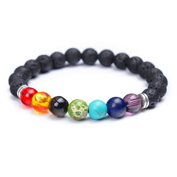 DESIGNICE Bracelet,Magnetic Lava Stone Charm Bracelet,Vibrant Multi Stone Bracelets,White