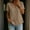 A_ Khaki, variant on Women's Split V Neck Half Button Short Sleeve Blouse Midnight Tone Solid Crinkled Linen Relaxed Summer Daily Top Watermelon Red M