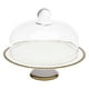 thumbnail image 1 of ColoMX Soporte para pasteles de porcelana con tapa de vidrio, soporte de exhibición para postres, plato para aperitivos, plato para ensalada, 1 of 6