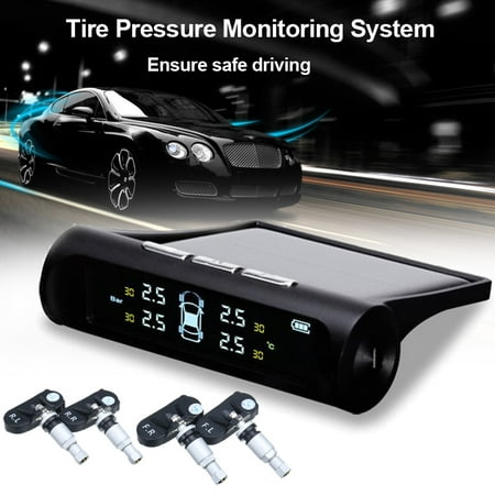 Solar Power Car Auto TPMS Tire Pressure LCD Monitor System Wireless + 4