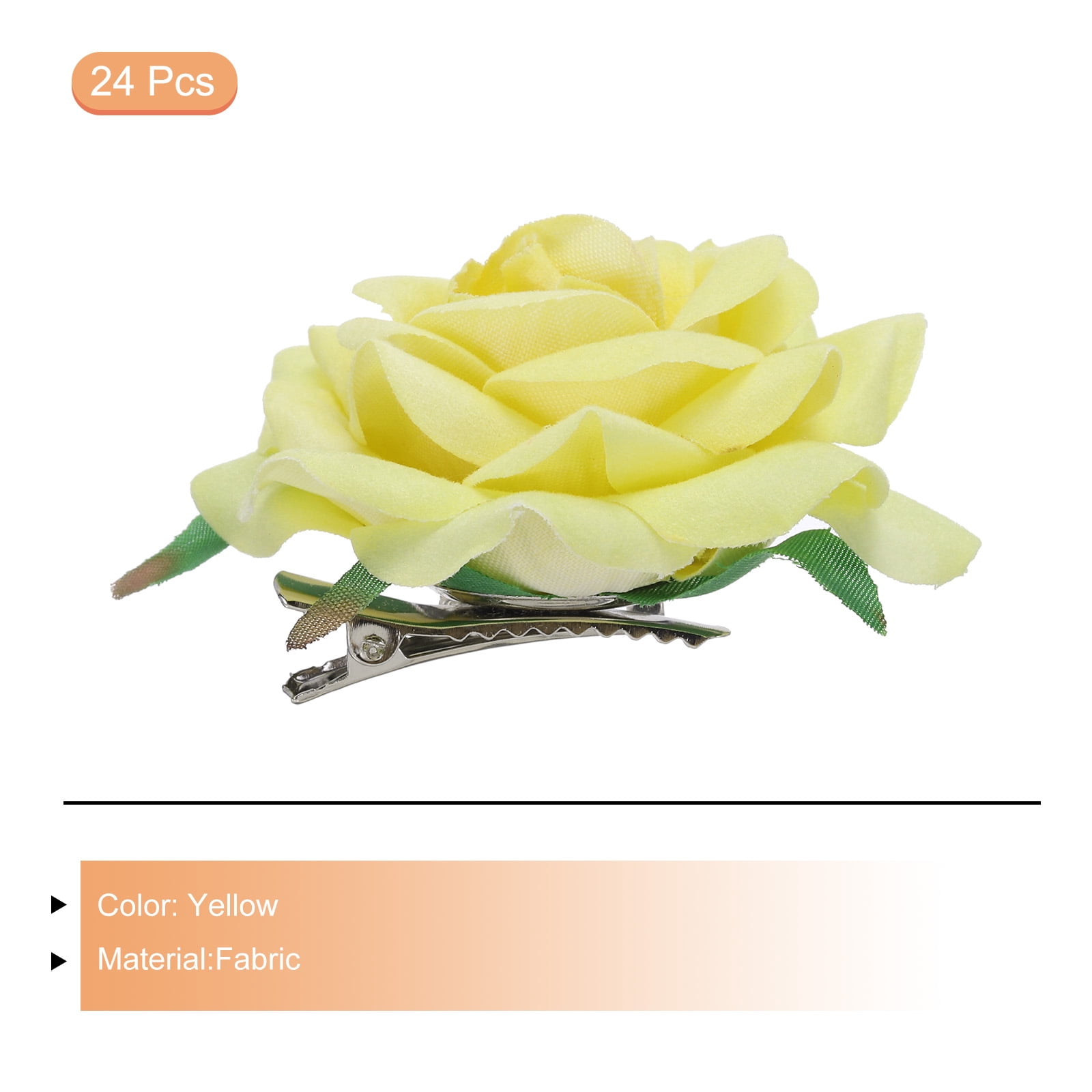 24 Pcs Rose Flower Hair Clips 3 Inch Flower Hair Pins for Women Hair Accessories Yellow