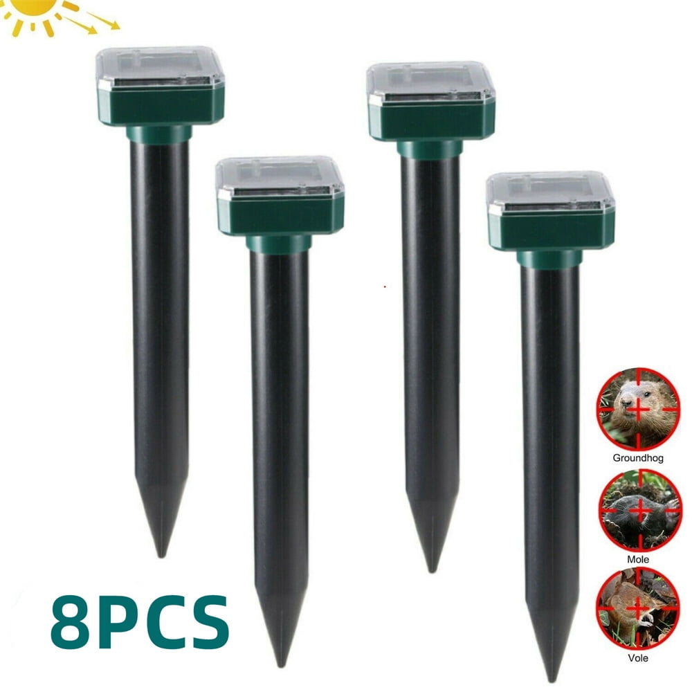JahyShow 8 PCS Mole Repellent Solar Powered 8 Pack, Waterproof Vole Chipmunk Outdoor, Gopher Ultrasonic for Lawn Garden, Groundhog Repeller, Snake