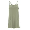 thumbnail image 5 of Vedolay Women Summer Mini Romper Dress Casual Sleeveless Spaghetti Strap Sundress Workout Short Tennis Dress with Pockets（Green-02,XL）, 5 of 7