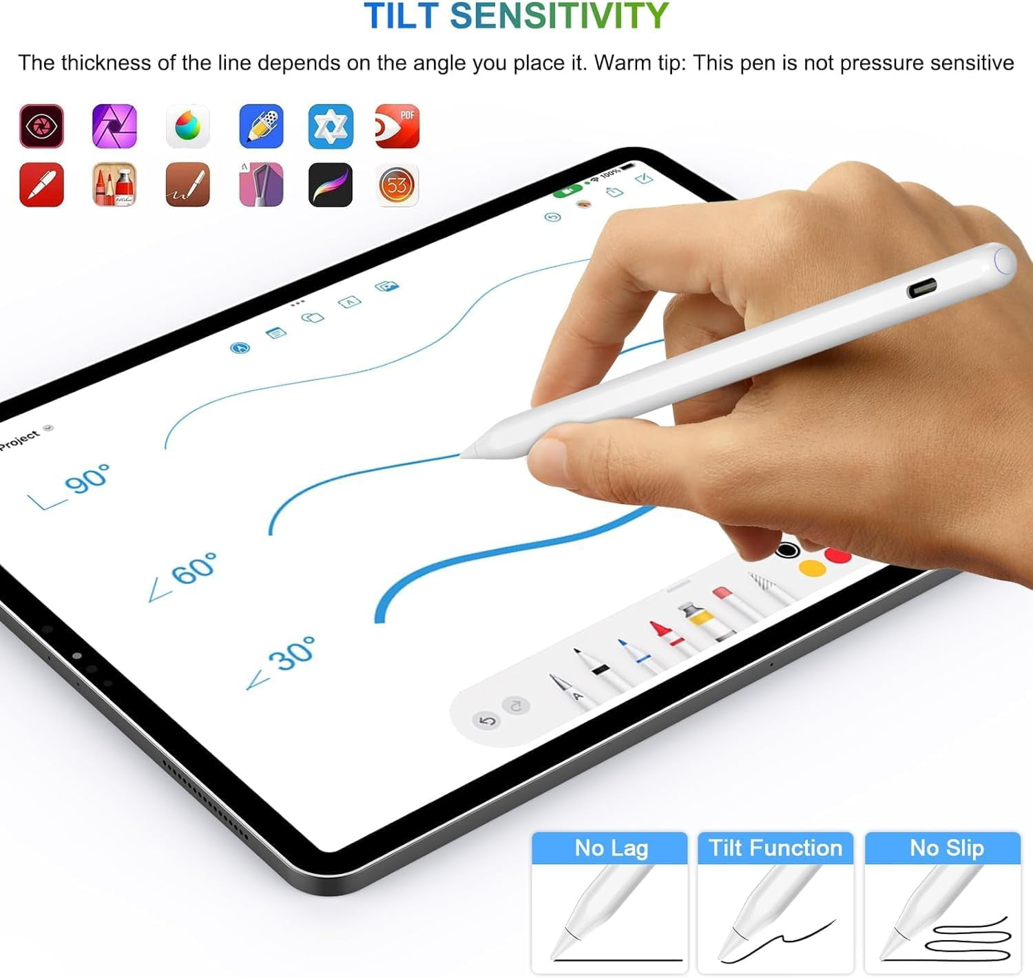 Pencil 2nd Generation for iPad: Magnetic Wireless Charging (Air 4/5, Mini 6, Pro 11/12.9)   USB-C Fast Charge - Palm Rejection Stylus for iPad 6-11, Pro 11/12.9 M4 M5, Air 3-5/M2/M3, Mini 5/6