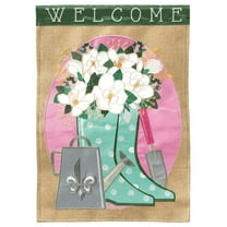 Magnolia Gardens M011601 Welcome Fleur De Lis Rainboots Flag Garden Flag