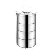 Stainless Steel Insulated Lunch Box 4-tier Bento Box Portable Food Container for Picnic School Office (18cm)