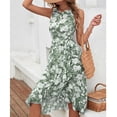 thumbnail image 1 of Vestido de verano, vestido largo para mujer, vestido redondo con cuello redondo, vestido con volantes, respuesta rápida, 1 of 7