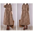 thumbnail image 7 of Linen Boho Dresses for Women Long Sleeve Button V Neck Dress with Pocket Ladies Casual Sundress Elegant Swing Maxi Dress Loose Pullover Lounge Dresses Beach Holiday Sundress Coffee M, 7 of 7