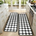 thumbnail image 4 of Kitchen Rugs Sets Of 2,Black and White Checkerboard Checkered Pattern Anti Fatigue Kitchen Mat Rugs Non Slip Washable,Decorative Kitchen Floor Mats for Kitchen,Sink,Laundry,17"x47"+17"x47", 4 of 5