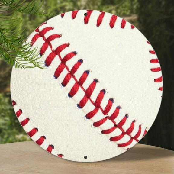 1pc baseball Round Shaped Aluminum Sign, 8x8 inch Wall Art Metal Sign Wall Decor, Garden Metal Sign for Home Party Decor
