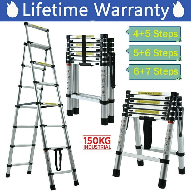Bowoshen Steps Aluminium Step Ladder 2 Ways Combination with Handrail, - Telescopic Folding Extension Ladder - Walmart.com