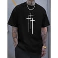thumbnail image 1 of Men's cross print T-shirt, casual style, short sleeve, summer T-shirt, round neck, soft cotton top Tee For Adult, Men, Women, Teen, Teenager, Adolescent, Youth, 1 of 4
