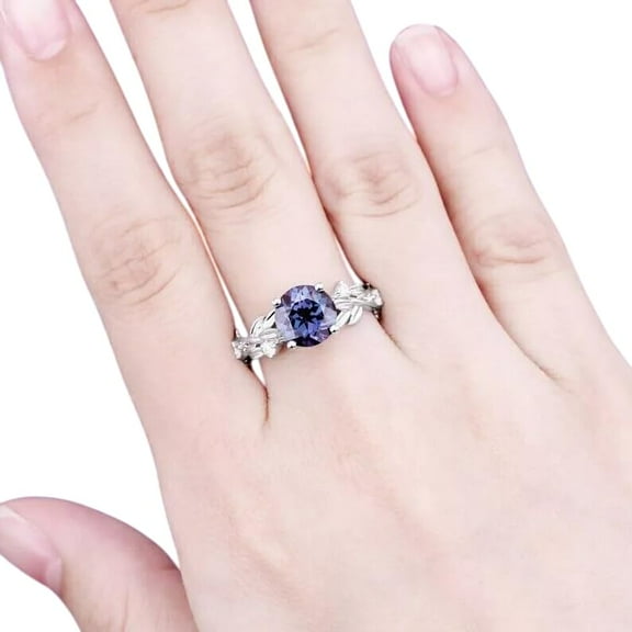 Natural Alexandrite Ring, AAA Alexandrite Gemstone Ring, June Birthstone, Zircon Ring, Womens Ring, Gold Micron, 925 Sterling Silver, Cluster Ring, Minimalist Stacking jewelry, Valentine Gift Ring