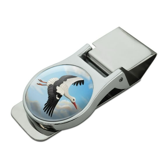 Flying Stork Satin Chrome Plated Metal Money Clip