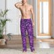 thumbnail image 2 of Fotbe Purple Snowflakes Pantalones de Pijama para Hombre, Pantalones de Dormir, Pantalones de Casa con Cintura Ajustable y Bolsillos-Medium, 2 of 6
