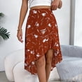 thumbnail image 2 of qolati 2023 Women's Summer Floral Boho Skirts Elastic High Waist Irregular Hem Midi Skirt Lightweight Slim Fit Flowy A-Line Beach Skirt, 2 of 7