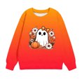 thumbnail image 2 of Odeerbi Toddler Boys Girls Halloween Pumpkin Ghost Crewneck Sweatshirts Fall Winter Pullover Sweatshirt 1-12 Years Kids Long Sleeve Halloween Printed T-shirt Top Toddler Clothes Orange, 2 of 5