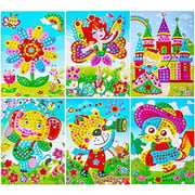 Sinceroduct Mosaic Stickers Art Kits for Kids, 12 Pack DIY Handmade Art Crafts for Kids Shine Sparkle Mosaics- Elephant Flower Cat Dinosaur Car Castle Etc.