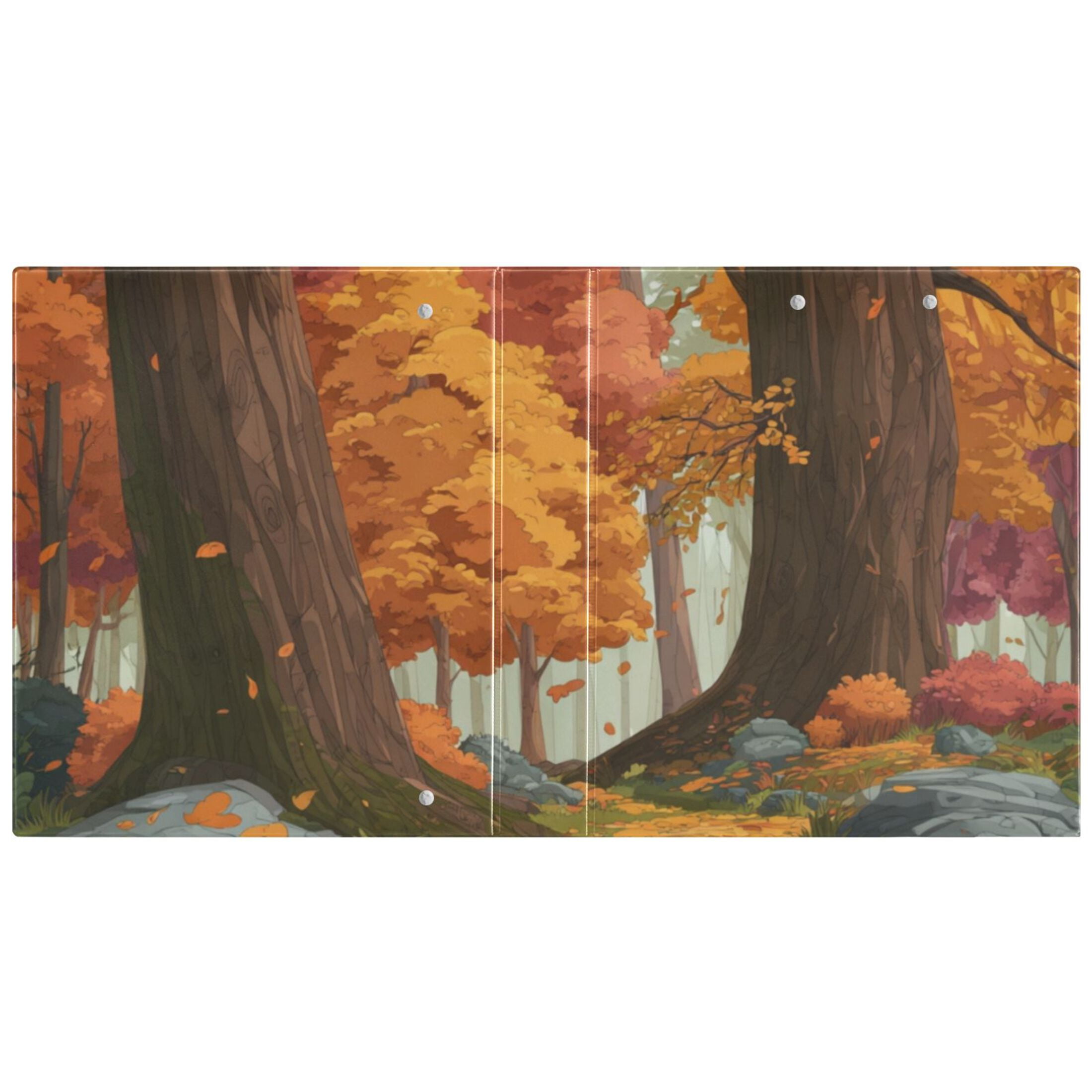 Hard Shell Ring Binder With Clip Holds 200 Sheets Office Home Organization Autumn Forest Background