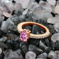thumbnail image 3 of Gem Stone King 1.20 Cttw 18K Rose Gold Plated Silver 7X5MM Oval Pink Moissanite and white Created Sapphire Ring for Women (Size 9), 3 of 5