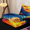 thumbnail image 5 of Manfei Stained Glass Mountain Camping Pattern Zipper Twin Comforter Sets with Fitted Sheet and 2 Pillowcases,Sunset Lake Landscape Print Zipper Bedding Set,Yellow Blue,Reversible, 5 of 7