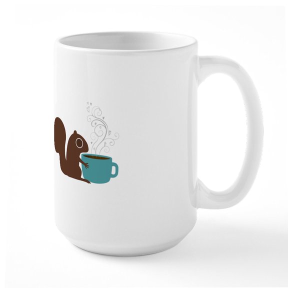 CafePress - Coffeesquirrelmug Ceramic Mug - 15 oz Ceramic Large White Novelty Mug