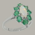 thumbnail image 2 of LBG British Made 10k White Gold Natural Opal & Emerald Womens Promise Ring - 33 size options - Size 9.5, 2 of 7