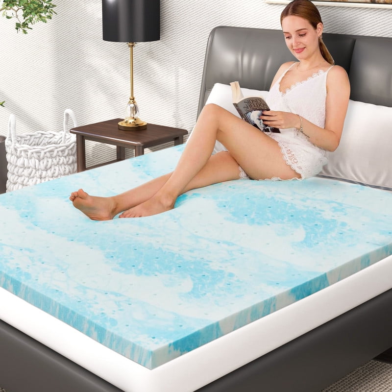 TINKLE WELL Memory Foam Mattress, 3" Thick Gel-Infused Cooling, Twin Size, CertiPUR-US Certified for Cooler, Pressure-Relieving Sleep, Blue