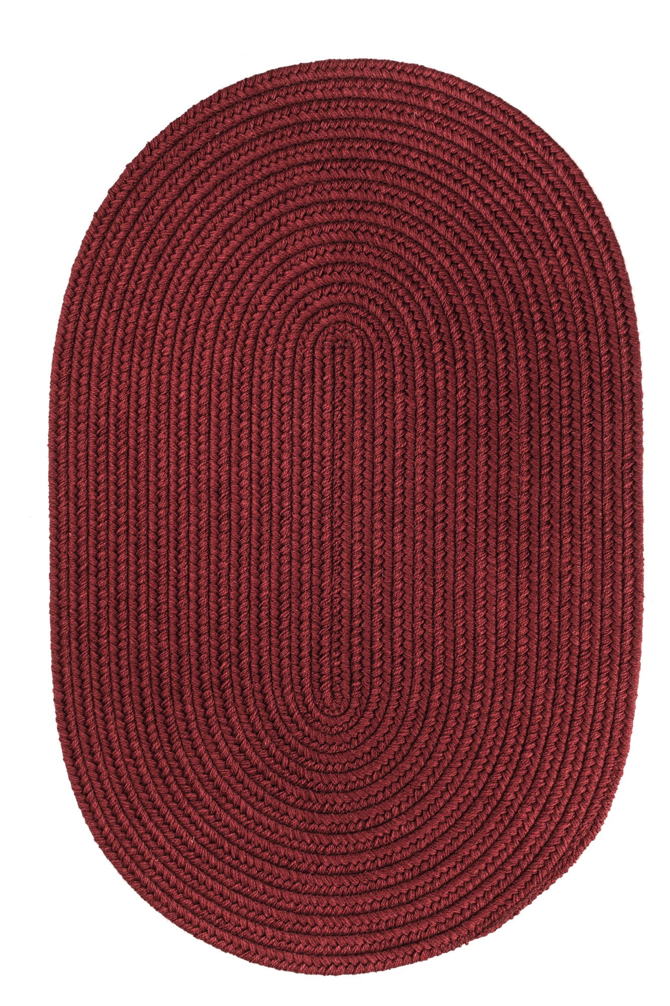 Red Wool Rug Solid Braided Textured 10 Feet by 13 Feet Oval Thick