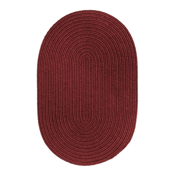 Red Wool Rug Solid Braided Textured 2 Feet by 6 Feet Oval Thick Casual Carpet
