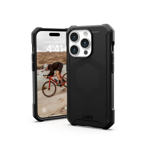 UAG iPhone 15 Pro Case 6.1" Essential Armor Black Built-in Magnet Compatible with MagSafe Charging Rugged Military Grade Dropproof Protective Cover by URBAN ARMOR GEAR