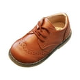 thumbnail image 6 of Dakaela 3T 4T 5T Toddler Boys Girls Dress Shoes Little Kid School Uniform Oxfords Leather Lace up Loafer Flats for Wedding Party Brown Size 12, 6 of 8