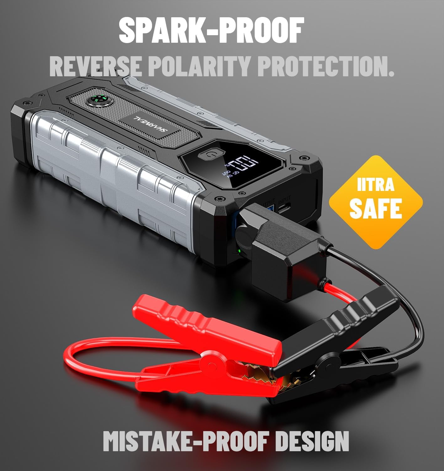 Car Jump Starter 3000A, Jump Starter Battery Pack for Up to 9.0L Gas and 7.0L Diesel Engines, 12V Portable Jump Box with LED Light