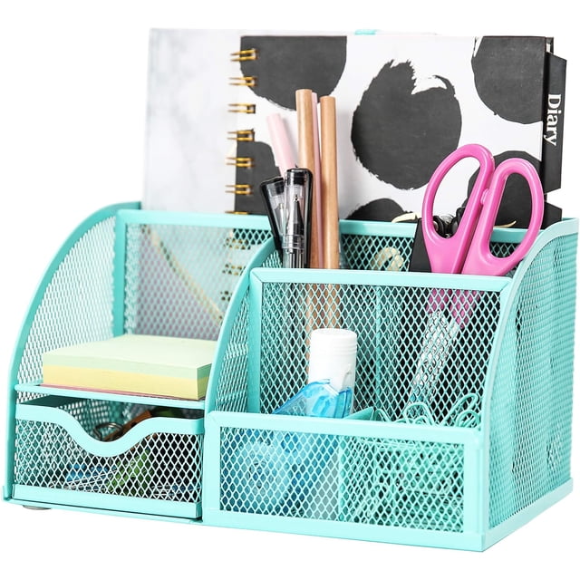 Desk Organizer With Easy Access Design, Ample Storage Space For Office Home Use, Compact And Durable Black Silver Pink Blue Seven Compartments
