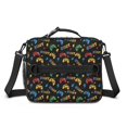 thumbnail image 2 of Game Controller Black Pattern Insulated Lunch Bag with Shoulder Strap and Bottle Holder,Bento School Lunch Bag Box,11x9.5x3.5 Inches, 2 of 3
