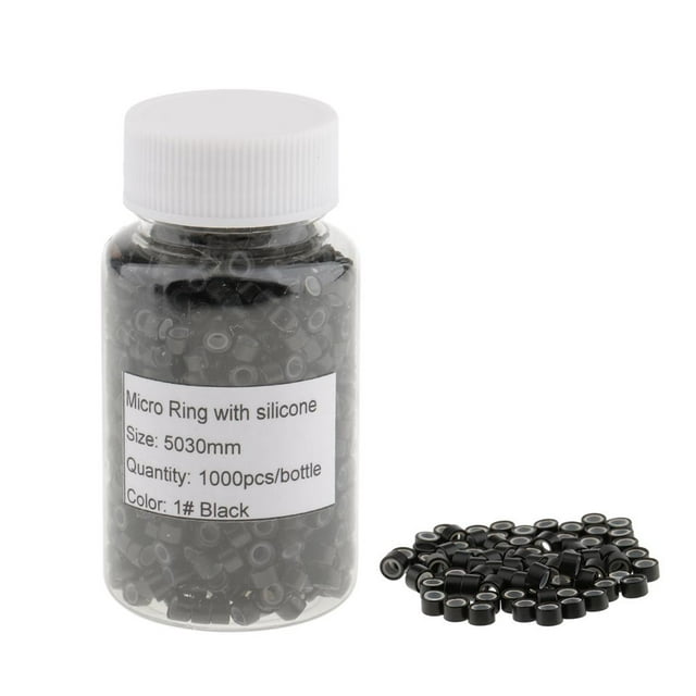 a granel, 1000 Uds., microanillo, extensiones de cabello de plumas, perlas de , tubos de silicona Negro Yuyangstore Anillo de extensiones de cabello