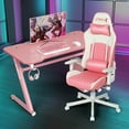 thumbnail image 5 of Gymax Gaming Desk & Chair Set 47'' Z-Frame Table Adjustable High-Back Chair Pink, 5 of 10